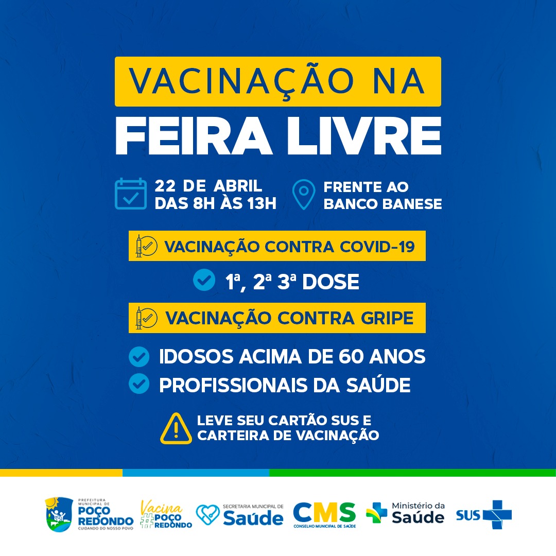 Vacinação na feira livre! Fique atento.