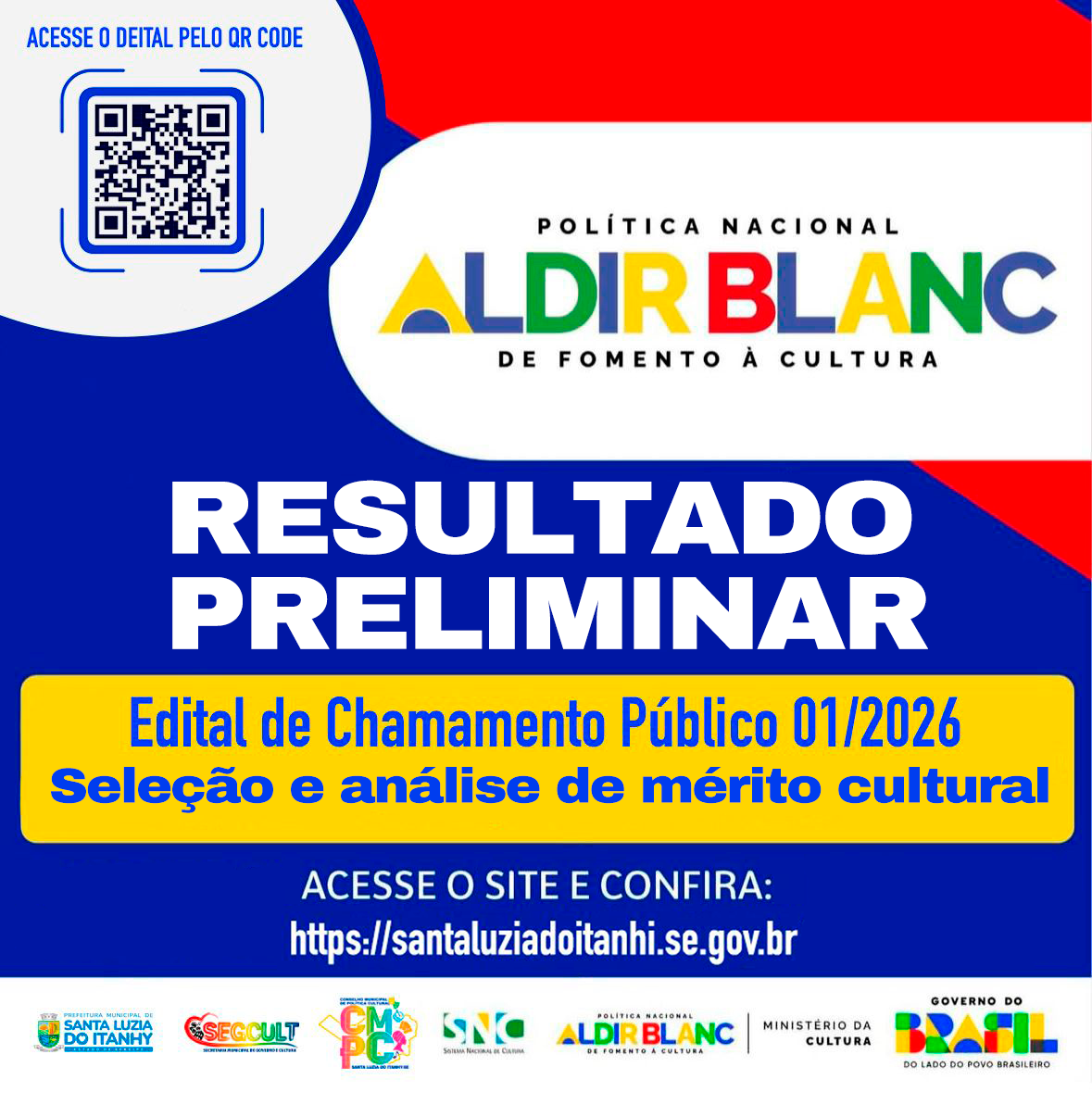 Prefeitura divulga resultado preliminar do Edital nº 01/2026 da PNAB