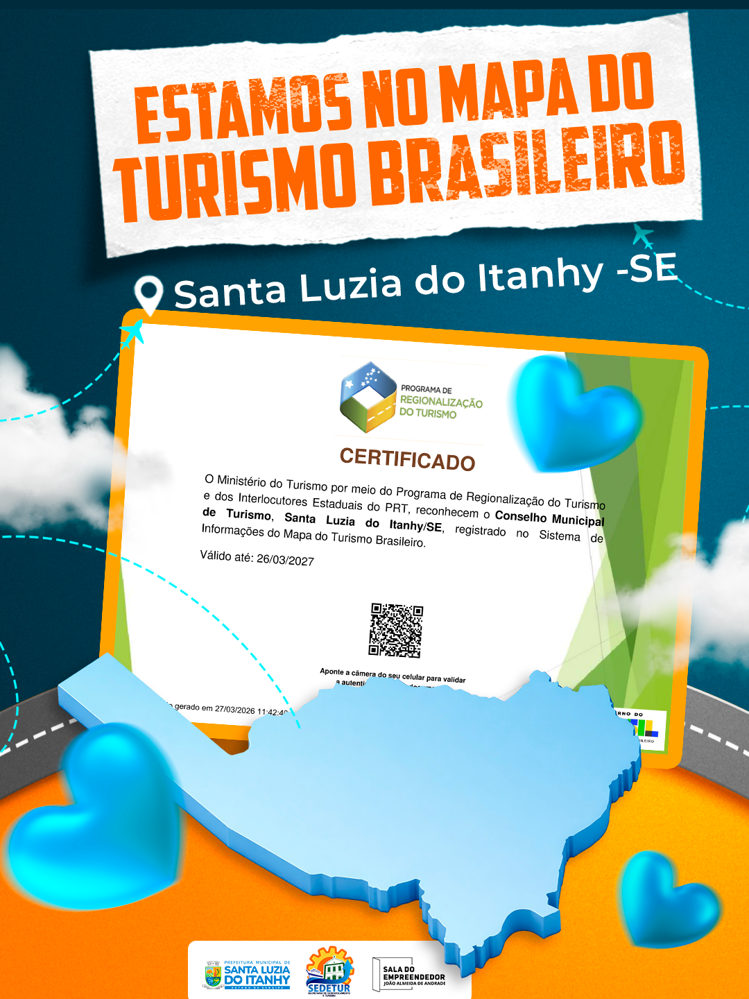 Santa Luzia do Itanhy é integrada ao Mapa do Turismo Brasileiro