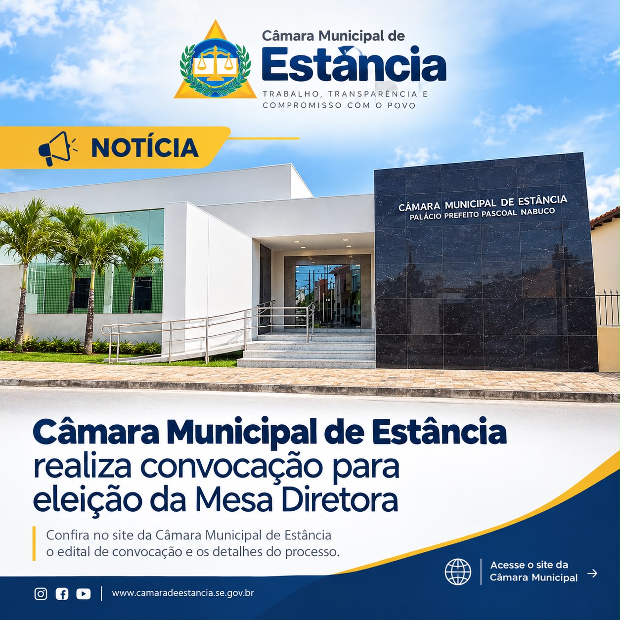 📢 CÂMARA MUNICIPAL DE ESTÂNCIA PUBLICA EDITAL DE CONVOCAÇÃO PARA ELEIÇÃO DA MESA DIRETORA