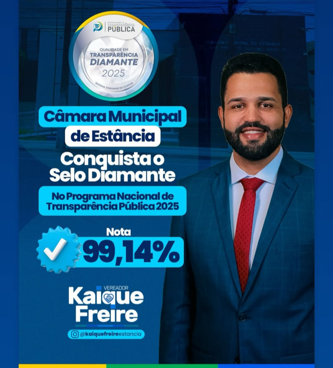 Câmara de Estância recebe Selo Diamante em Transparência Pública