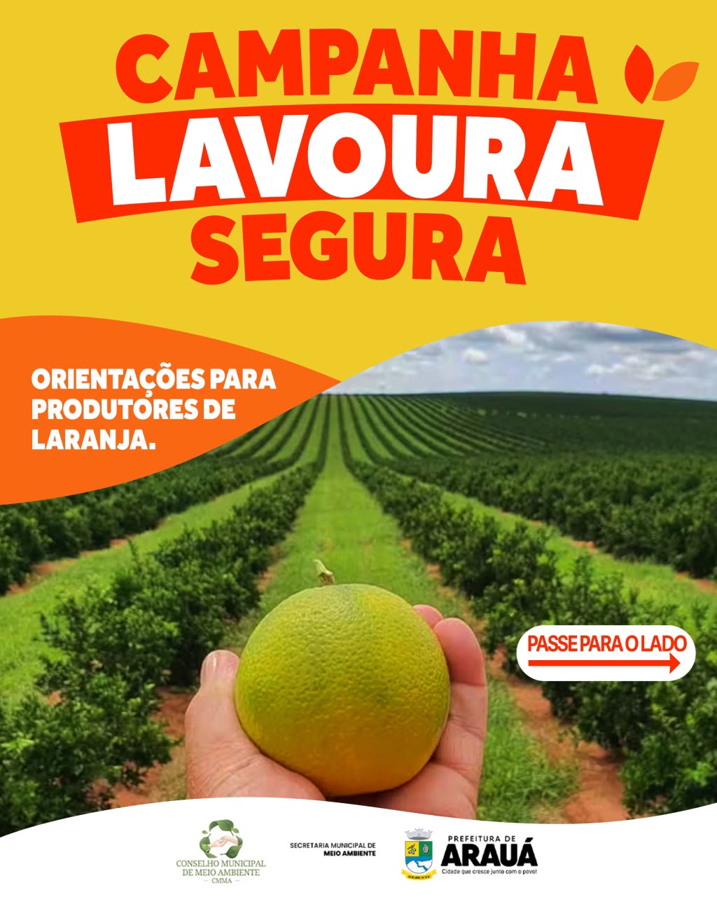 🌱🍊 Campanha Lavoura Segura: mais cuidado com a lavoura, mais proteção para o meio ambiente!