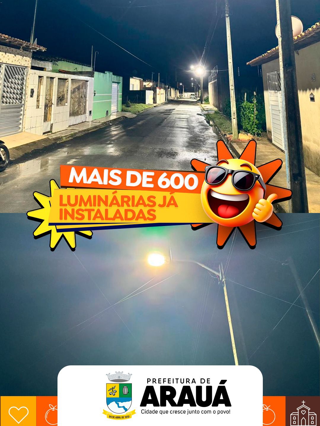 Foto da notícia Secretaria de Obras, Arauá 100% LED.