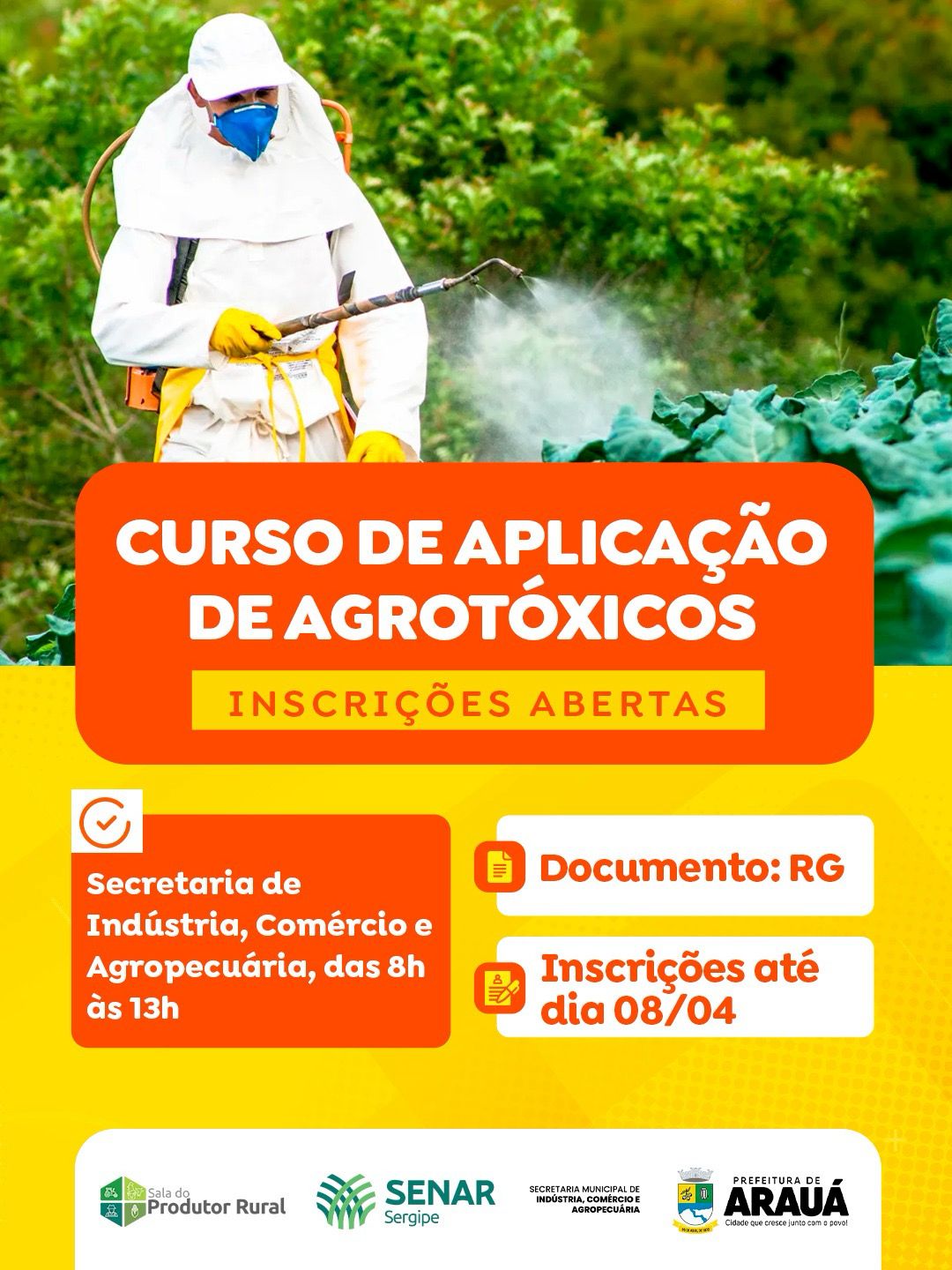 📢 Inscrições abertas – Curso de Aplicação de Agrotóxicos
