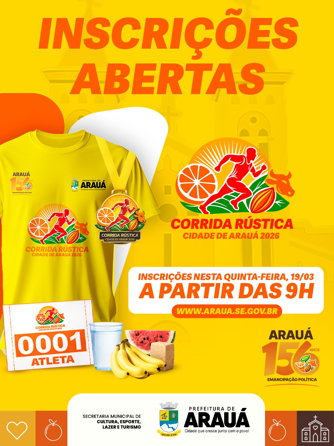 🏃🏽‍♂️🏁 Inscrições Abertas – Corrida Rústica Cidade de Arauá 2026