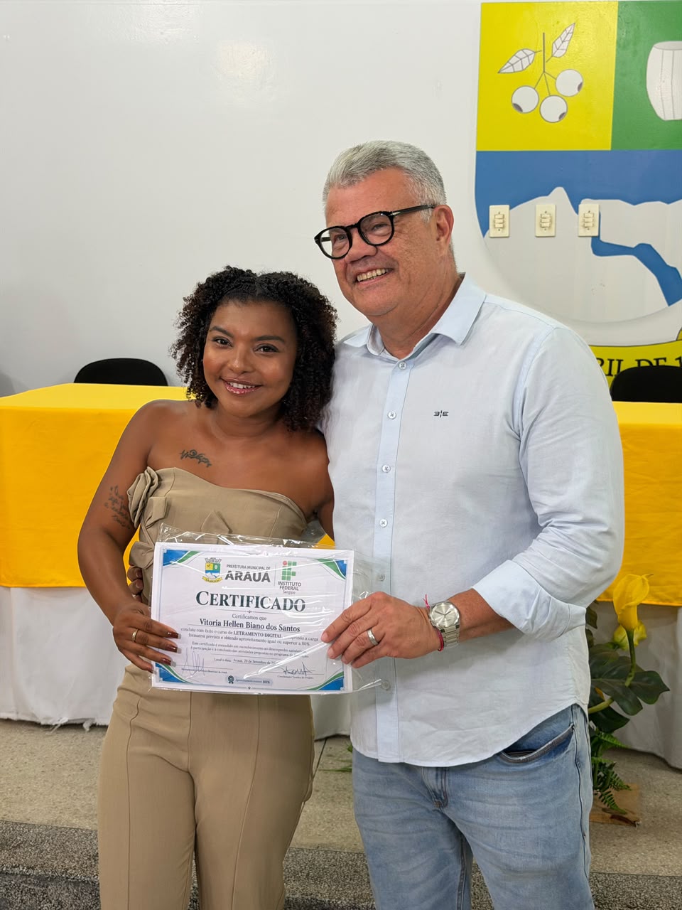 Foto 1 da notícia Cerimônia de Entrega dos 40 Certificados de Conclusão do Curso de Informática Básica. 💻📜