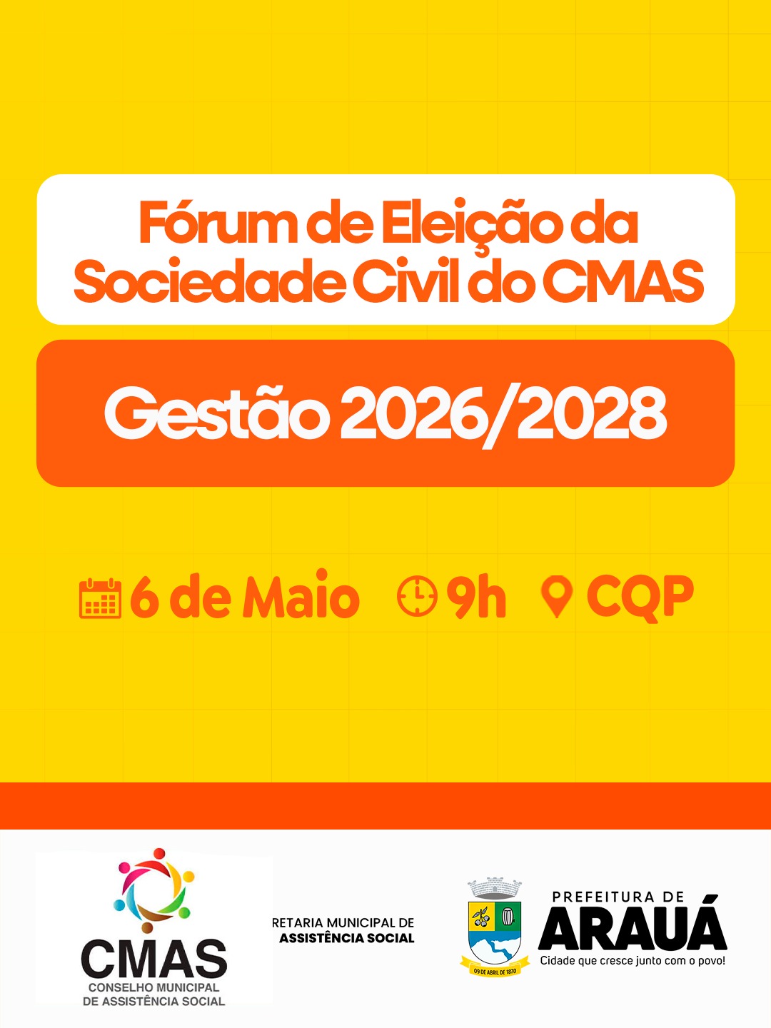 Participe do Fórum de Eleição da Sociedade Civil do CMAS (Conselho Municipal de Assistência Social)