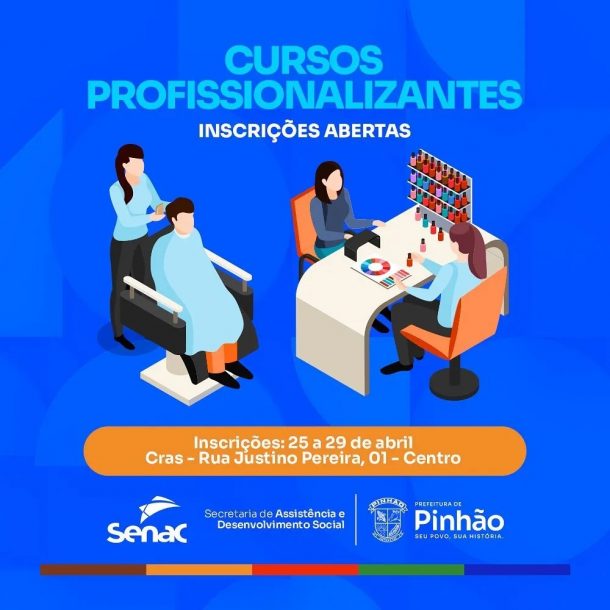 CURSOS PROFISSIONALIZANTES – INSCRIÇÕES ABERTAS