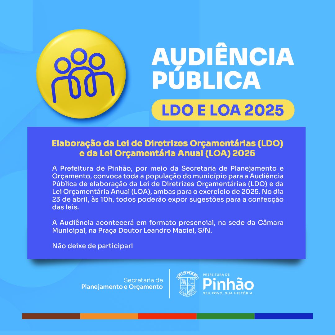 ELABORAÇÃO DA LEI DE DIRETRIZES ORÇAMENTÁRIAS (LDO) E DA LEI ORÇAMENTÁRIA ANUAL (LOA) 2025