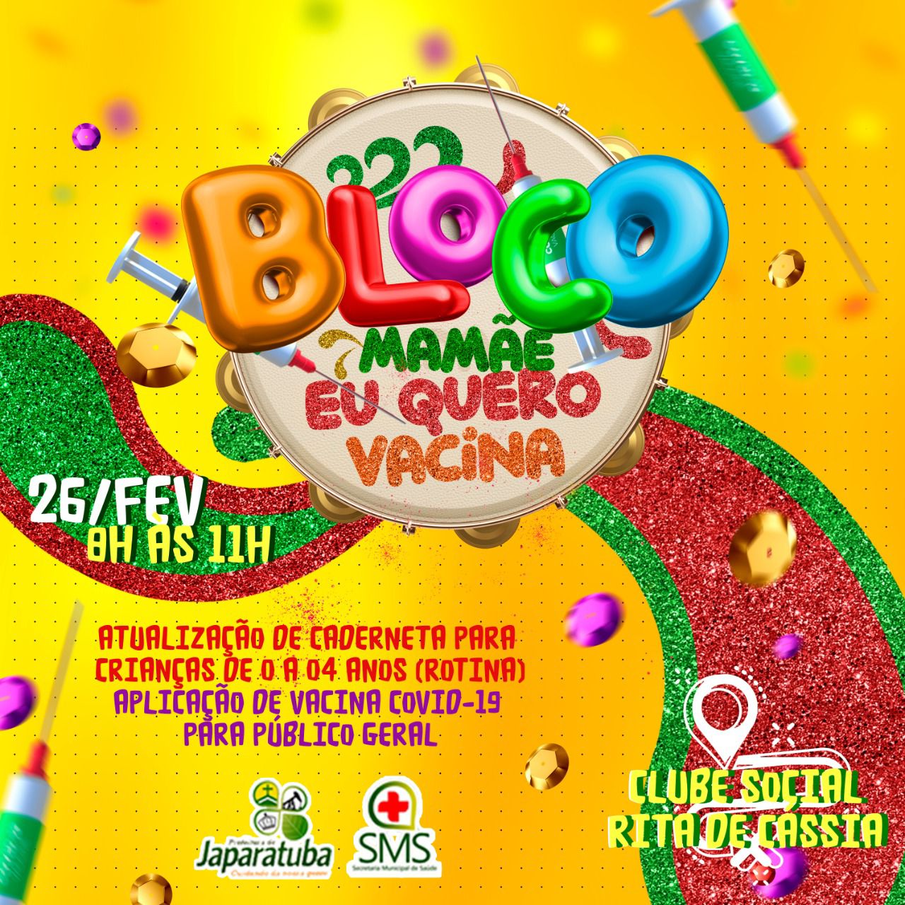 SÁBADO É DIA D MAMÃE EU QUERO VACINA EM JAPARATUBA!