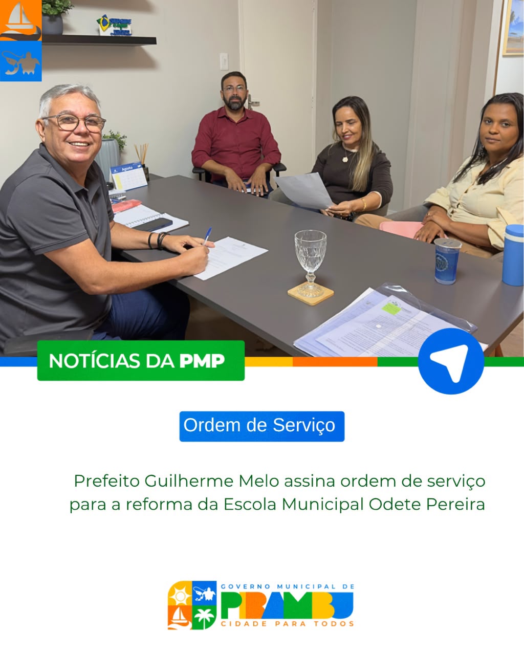 Prefeito Guilherme Melo assina ordem de serviço para a reforma da Escola Municipal Odete Pereira
